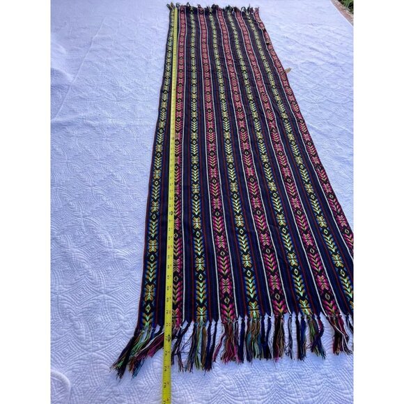 Z&L Womens Tassels Fringe Throw Poncho Shawl Scarf Large Blue Striped - Picture 6 of 10